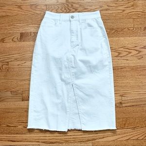 NWT White Front Slit Midi Skirt